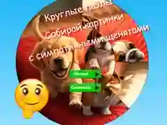 Гра Круглий пазл: збирайте картинки з милими щенятами онлайн